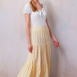 NWT Women's LC Lauren Conrad Puff Sleeve Tie Front Bodysuit - L